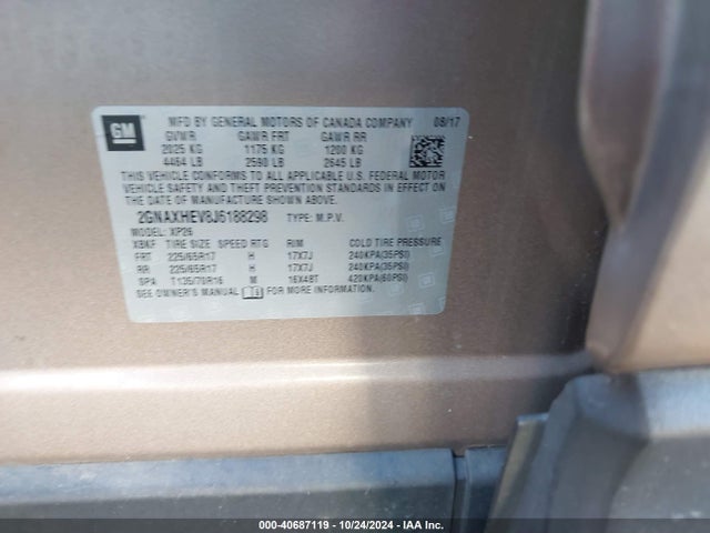 2GNAXHEV8J6188298 Chevrolet EQUINOX LS