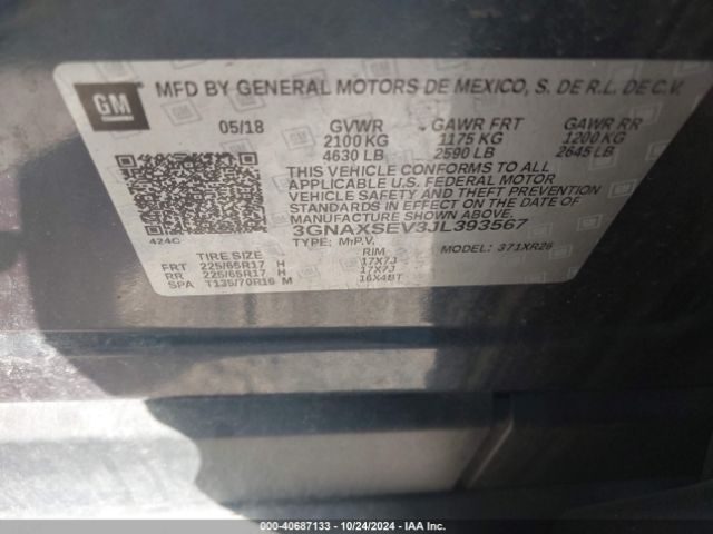 3GNAXSEV3JL393567 Chevrolet EQUINOX LT