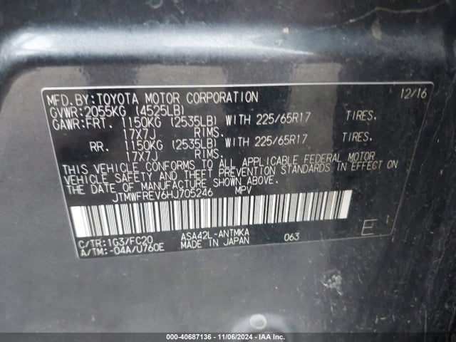 Toyota Rav4 Xle 2017 JTMWFREV6HJ705246 Image 9