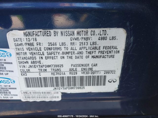 JN1EV7AP0HM739825 Infiniti Q50 3.0t Signature Edition