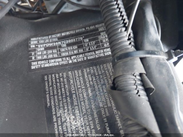 2012 VICTORY MOTORCYCLES CROSS COUNTRY 5VPDW36N7C3003776 Photo 9