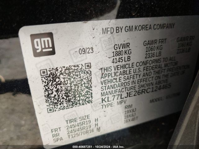 KL77LJE26RC124465 Chevrolet Trax Fwd 2rs
