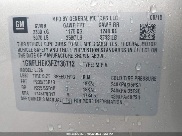 1GNFLHEK3FZ136712 Chevrolet Equinox Ltz