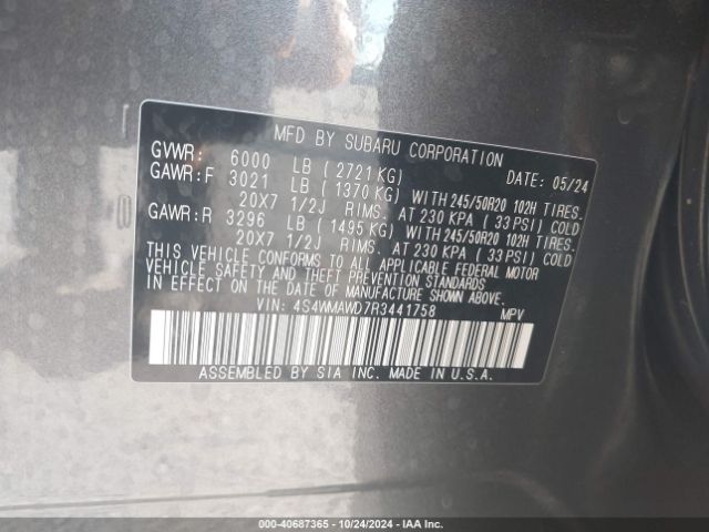 4S4WMAWD7R3441758 Subaru Ascent Touring 7-passenger