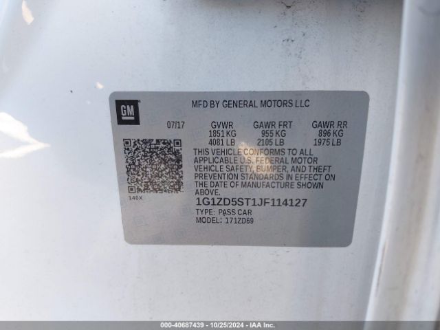 1G1ZD5ST1JF114127 Chevrolet MALIBU LT