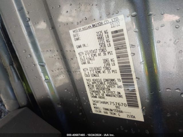 5N1BT3AB6PC757670 Nissan Rogue S Intelligent Awd