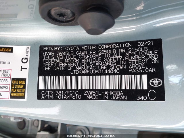 Toyota Prius L Eco 2021 JTDKAMFU0M3144840 Image 9