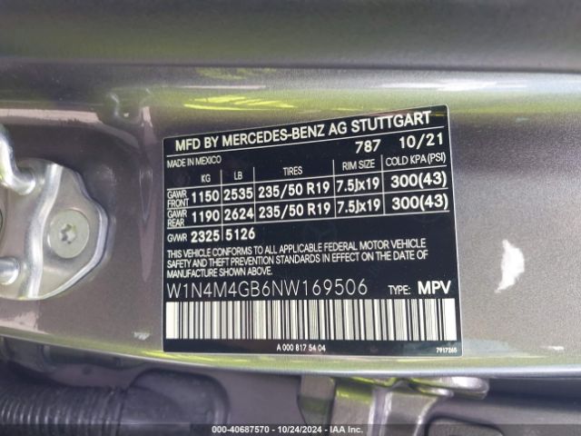 W1N4M4GB6NW169506 Mercedes-Benz GLB 250