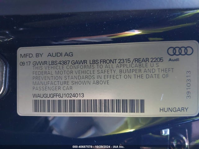 WAUGUGFF6J1024013 Audi A3 2.0t Premium/2.0t Tech Premium