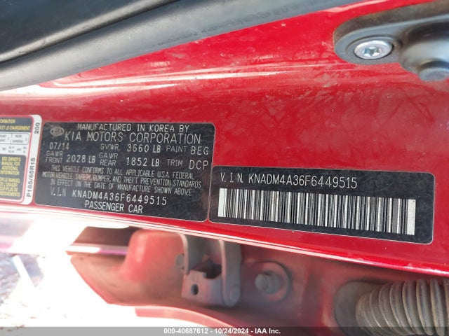 KIA RIO LX 2015 KNADM4A36F6449515 Image 9