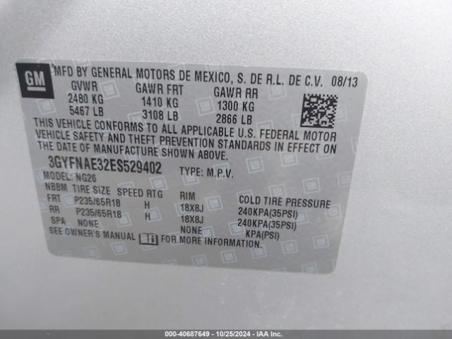 3GYFNAE32ES529402 Cadillac Srx Standard