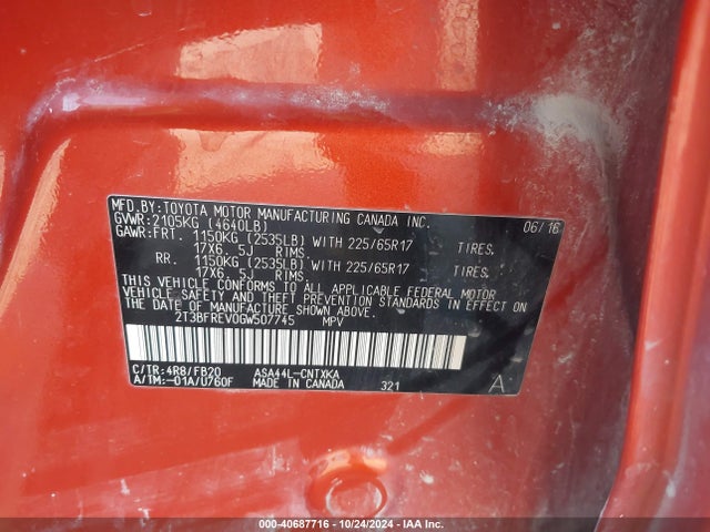 Toyota RAV4 LE 2016 2T3BFREV0GW507745 Image 9