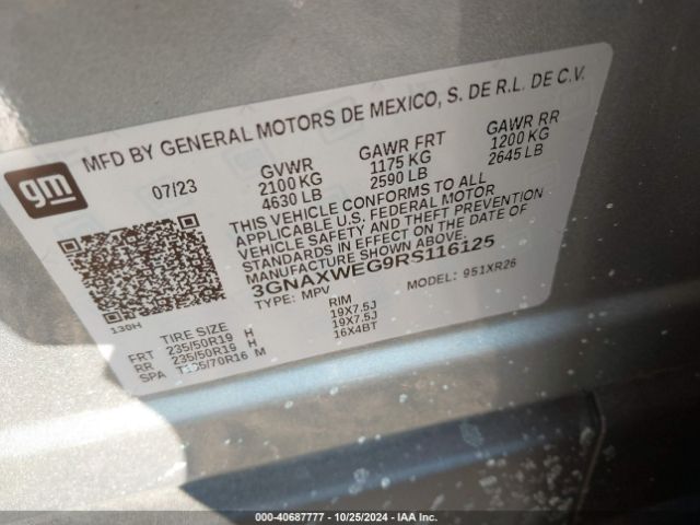 3GNAXWEG9RS116125 Chevrolet Equinox Awd Rs
