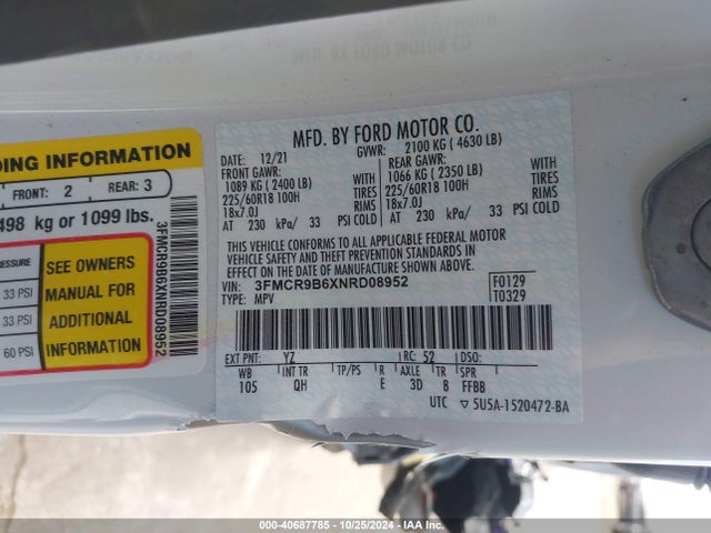 Ford Bronco Sport Big Bend 2022 3FMCR9B6XNRD08952 Image 9