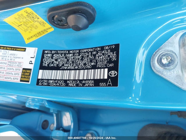 Toyota COROLLA SE 2019 JTNK4RBE4K3072780 Image 9