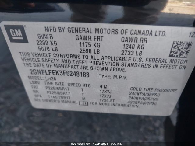 2GNFLFEK3F6248183 Chevrolet EQUINOX 1LT