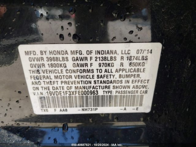 19VDE1F3XFE000963 Acura Ilx 2.0l