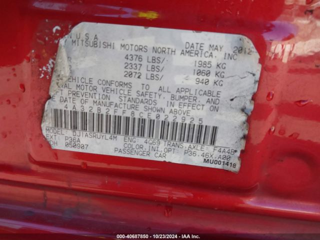 2012 MITSUBISHI GALANT 4A32B2FF8CE022925 Photo 8