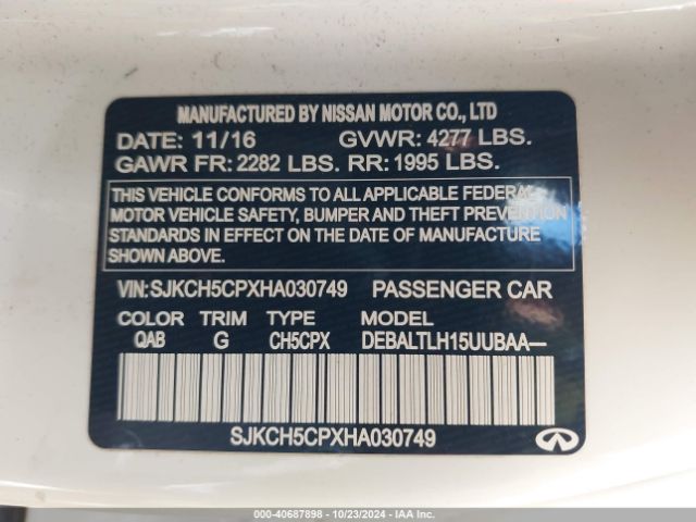 SJKCH5CPXHA030749 Infiniti Qx30 Sport
