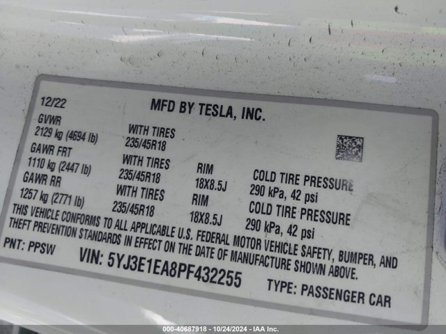 2023 TESLA MODEL 3 5YJ3E1EA8PF432255 Photo 8