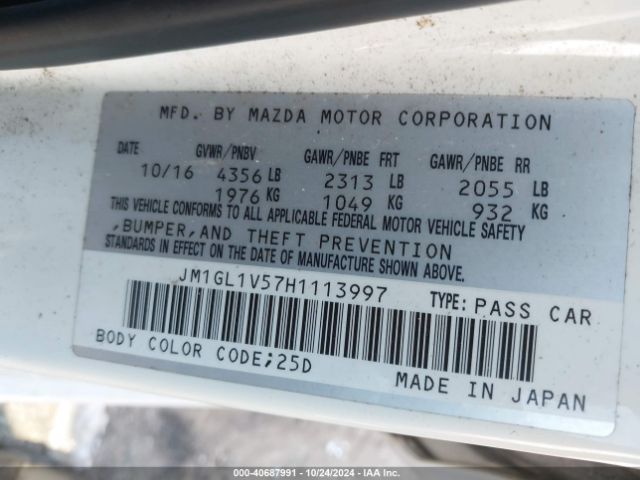 JM1GL1V57H1113997 Mazda Mazda6 Touring