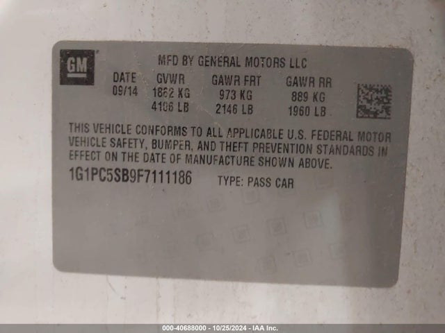 Chevrolet Cruze 1lt Auto 2015 1G1PC5SB9F7111186 Image 9