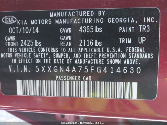 5XXGN4A75FG414630 KIA OPTIMA EX