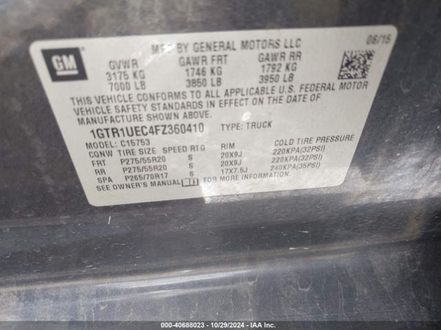 1GTR1UEC4FZ360410 GMC Sierra 1500 Sle