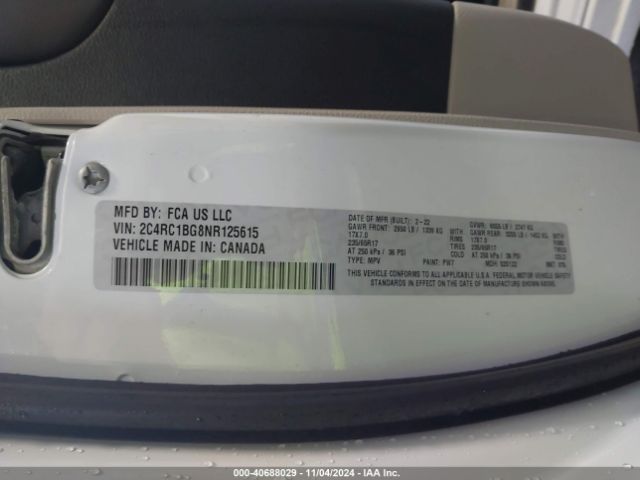 2022 CHRYSLER PACIFICA 2C4RC1BG8NR125615 Photo 8