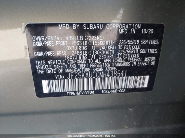 JF2SKAUC0MH438541 Subaru Forester Limited