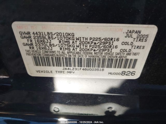 2006 MITSUBISHI OUTLANDER JA4LZ31F46U003518 Photo 8