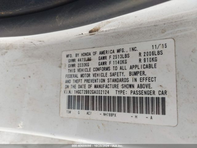 1HGCT2B92GA002124 Honda Accord Ex-l V-6
