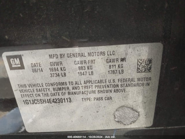 Chevrolet Sonic Lt Auto 2014 1G1JC5SH4E4230113 Image 9