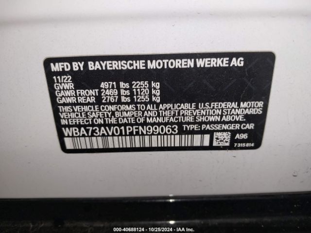WBA73AV01PFN99063 BMW 430i Gran Coupe Xdrive