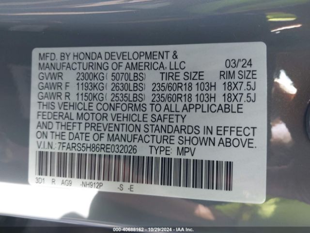 7FARS5H86RE032026 Honda Cr-v Hybrid Sport-l