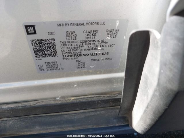 1GNERGKWXMJ101026 Chevrolet Traverse Fwd Lt Cloth