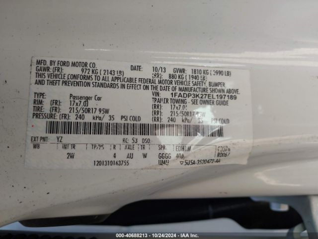 1FADP3K27EL197189 Ford FOCUS SE