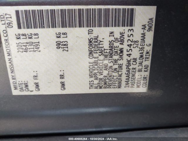 1N4AA6AP6HC454253 Nissan Maxima 3.5 S