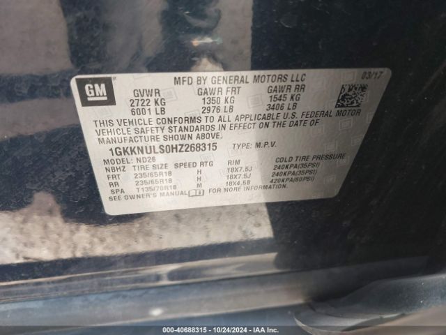 1GKKNULS0HZ268315 GMC Acadia Slt-1