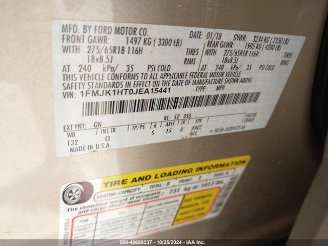 1FMJK1HT0JEA15441 Ford Expedition Max Xlt