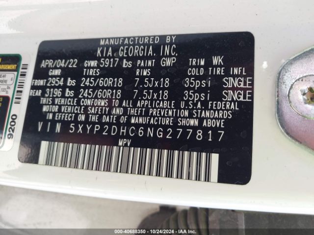 5XYP2DHC6NG277817 KIA Telluride Lx