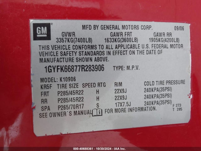 2007 CADILLAC ESCALADE ESV 1GYFK66877R283906 Photo 8