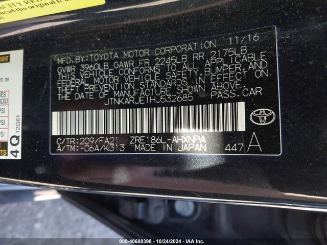 Toyota COROLLA IM 2017 JTNKARJE1HJ532685 Image 9
