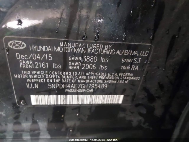 Hyundai ELANTRA SE 2016 5NPDH4AE7GH795489 Image 9