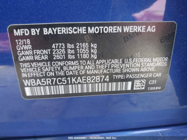 WBA5R7C51KAE82874 BMW 330i Xdrive