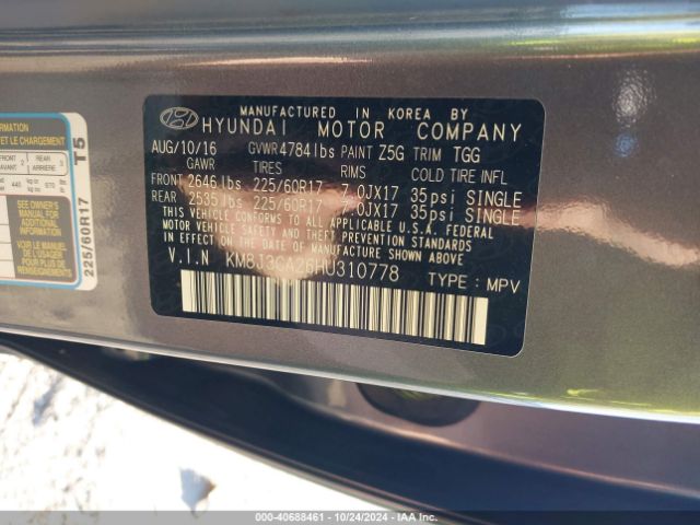 KM8J3CA26HU310778 Hyundai Tucson Eco