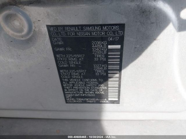 KNMAT2MT7HP578210 Nissan ROGUE S