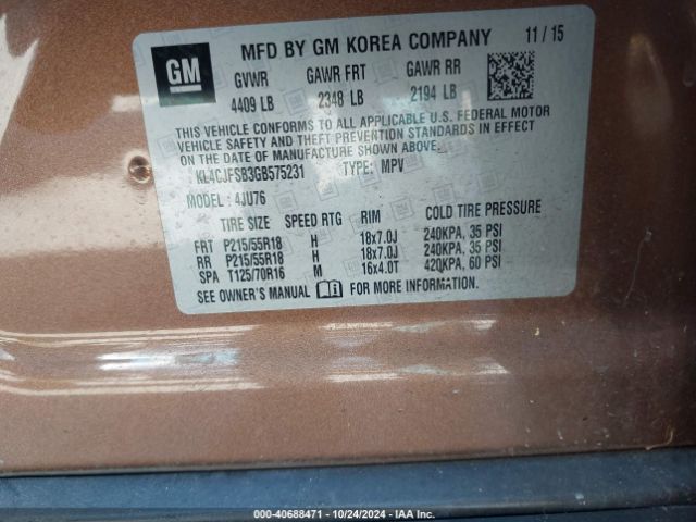 KL4CJFSB3GB575231 Buick Encore Convenience
