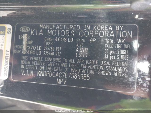 KNDPBCAC7E7585385 KIA Sportage Lx