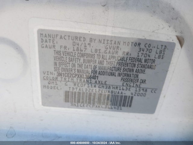 Nissan Versa Note Sv 2019 3N1CE2CPXKL366401 Image 9